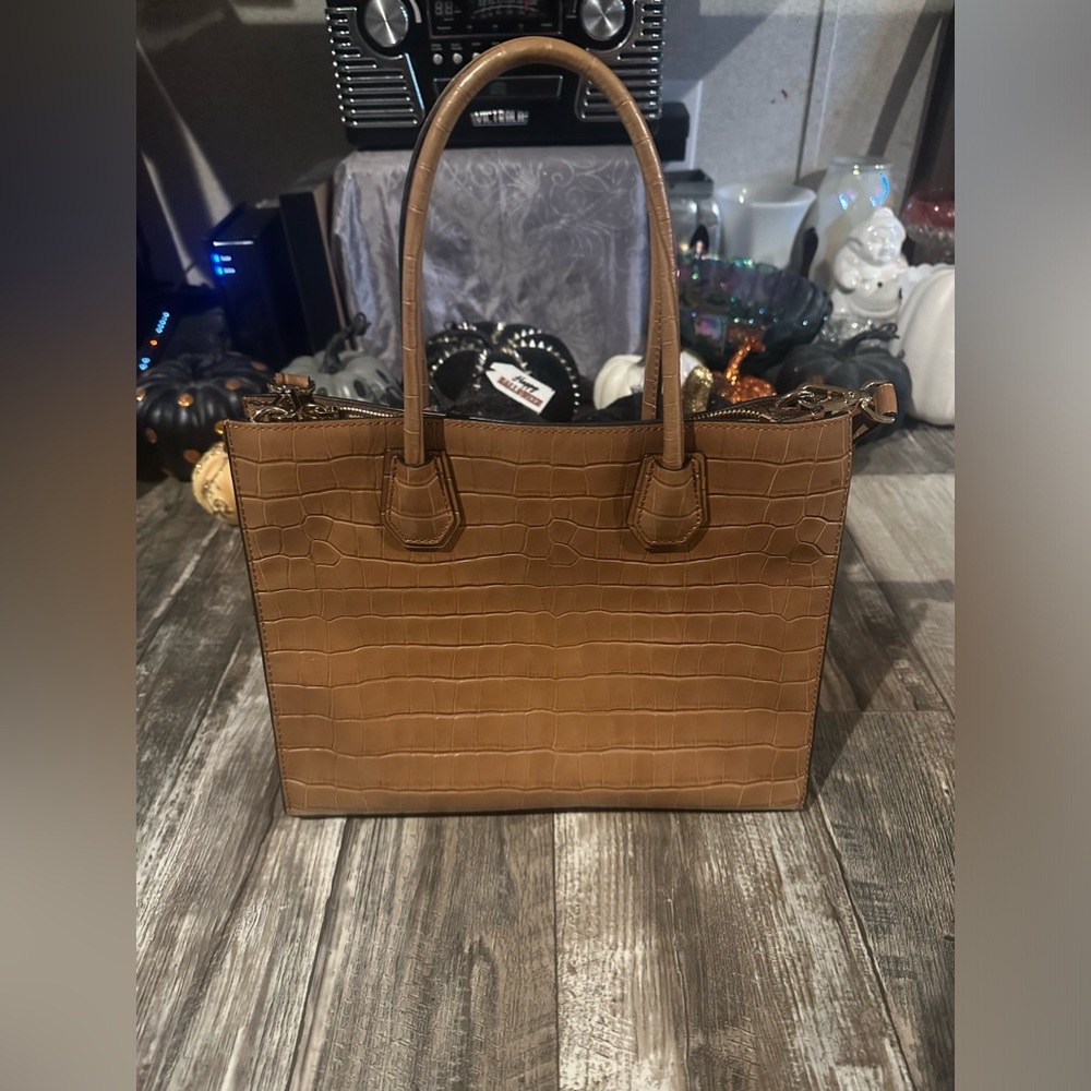 Michael Kors Cognac Croc Embossed Crossbody Tote - Picture 2 of 11